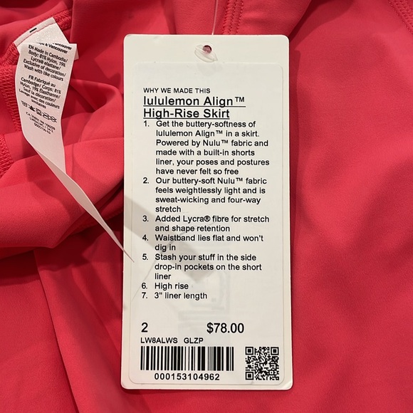 NWT Lululemon Align High-Rise Skirt Glaze Pink Size 2 - Picture 6 of 7